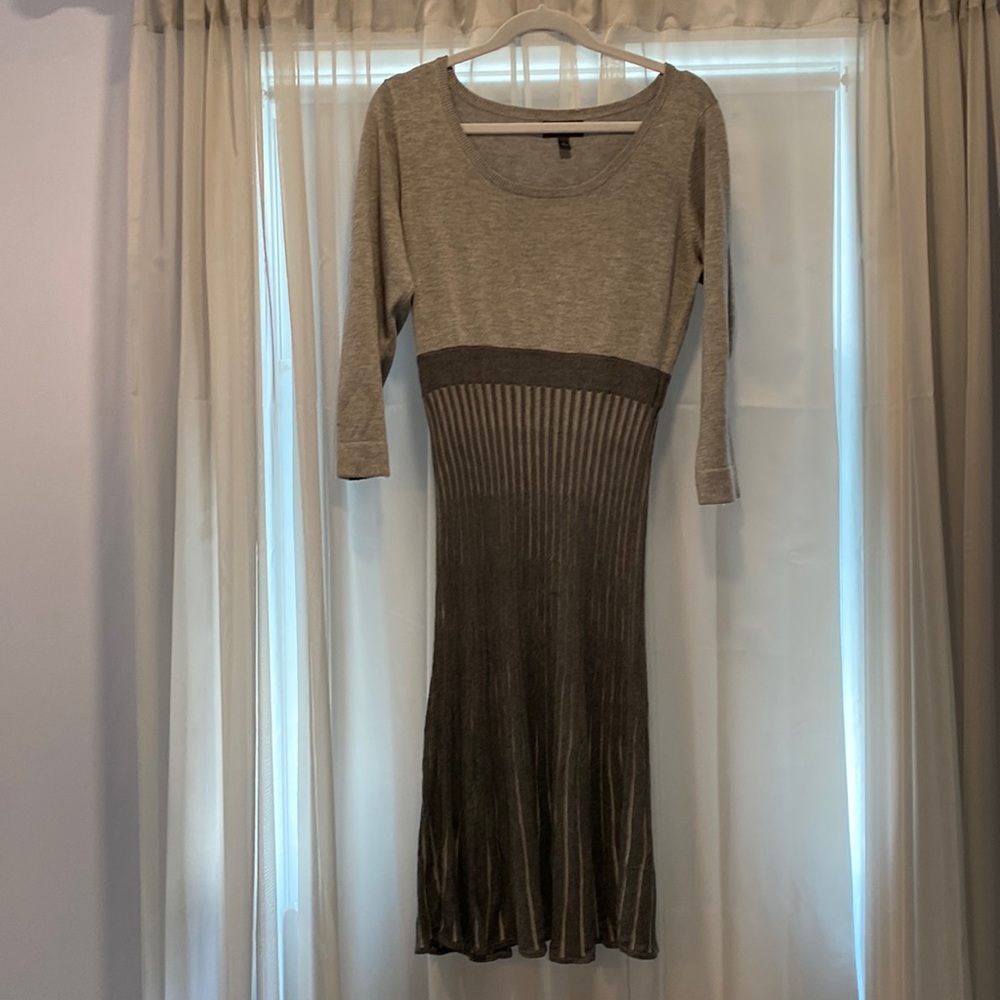 A-line multi-tone gray sweater dress